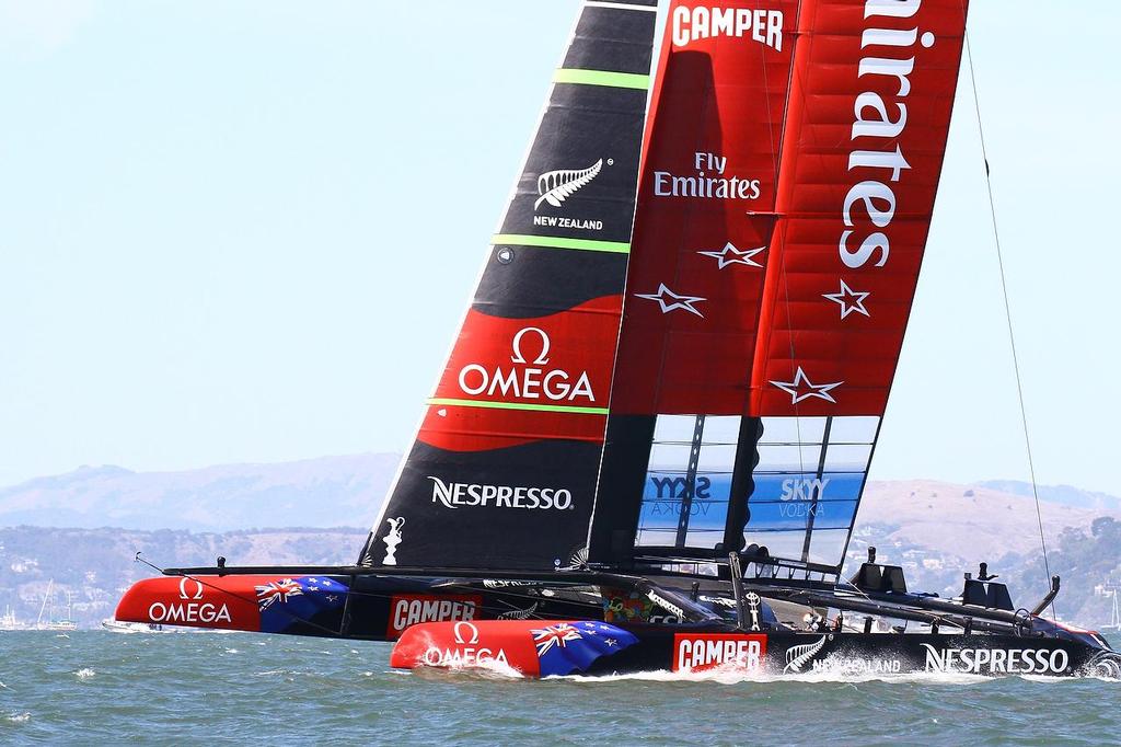 America’s Cup Day 8 San Francisco. Emirates Team NZ leads Oracle Team USA on Leg 3 of Race 11 - photo © Richard Gladwell www.photosport.co.nz